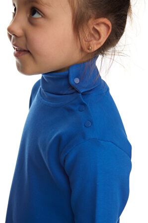 Saks Basic Kız Çocuk Çıtçıtlı Tam Balıkçı Yaka Şardonlu Kışlık Uzun Kollu Tişört