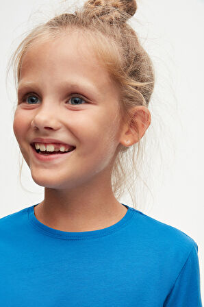 Saks Basic Unisex Çocuk Mevsimlik Sıfır Yaka Uzun Kollu Tişört