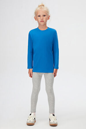 Saks Basic Unisex Çocuk Kışlık Sıfır Yaka Uzun Kollu Tişört