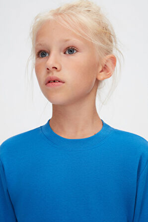 Saks Basic Unisex Çocuk Kışlık Sıfır Yaka Uzun Kollu Tişört