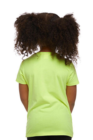 Neon Sarı Basic Unisex Çocuk Sıfır Yaka Kısa Kollu Tişört
