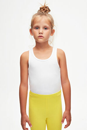 Fosforlu Sarı Basic Kız Çocuk Yazlık Tayt