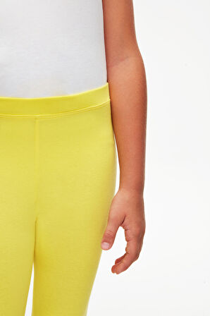 Fosforlu Sarı Basic Kız Çocuk Yazlık Tayt