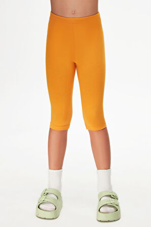 Kadmium Sarı Basic Kız Çocuk Diz Altı Tayt Kapri