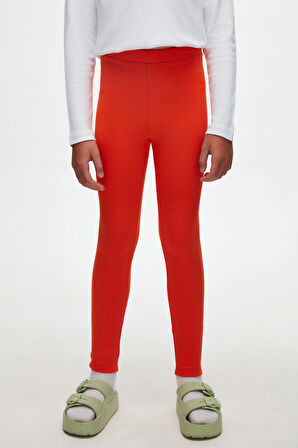 Turuncu Basic Kız Çocuk Kışlık Tayt