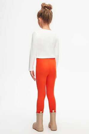 Turuncu Basic Kız Çocuk Yazlık Tayt