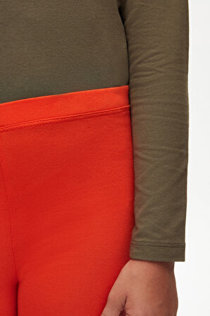 Turuncu Basic Kız Çocuk Diz Altı Tayt Kapri