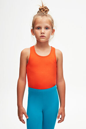 Koyu Turkuaz Basic Kız Çocuk Yazlık Tayt