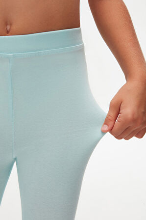 Uçuk Turkuaz Basic Kız Çocuk Yazlık Tayt