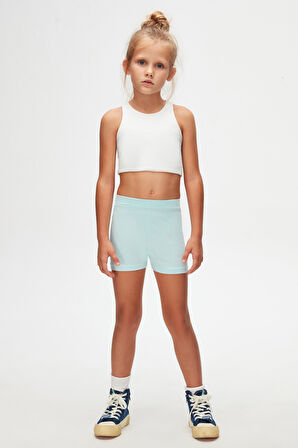 Uçuk Turkuaz Basic Kız Çocuk Dans Şort