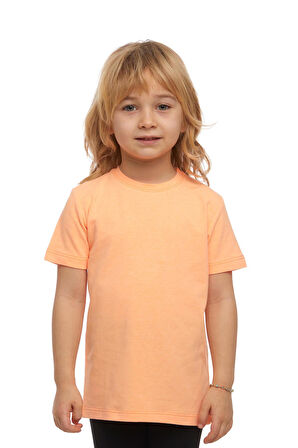 Fosfor Kayısı Basic Unisex Çocuk Sıfır Yaka Kısa Kollu Tişört
