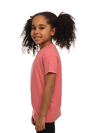 Turuncu Melanj Basic Unisex Çocuk Sıfır Yaka Kısa Kollu Tişört