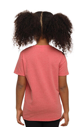 Turuncu Melanj Basic Unisex Çocuk Sıfır Yaka Kısa Kollu Tişört