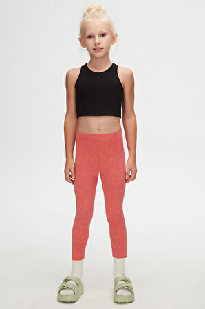 Turuncu Melanj Basic Kız Çocuk Yazlık Tayt