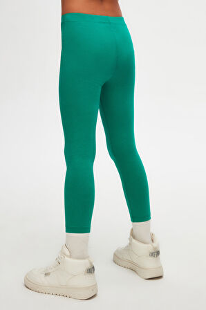 Koyu Yeşil Basic Kız Çocuk Yazlık Tayt