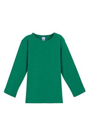 Yeşil Basic  Çıtçıtlı Uzun Kollu Bebek Tişört