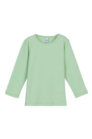 Soft Yeşil Basic  Çıtçıtlı Uzun Kollu Bebek Tişört