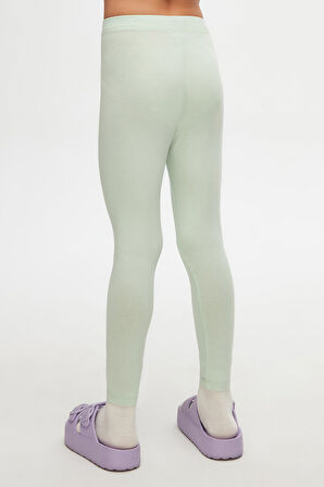 Soft Yeşil Basic Kız Çocuk Yazlık Tayt