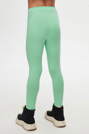 Pastel Yeşil Basic Kız Çocuk Yazlık Tayt