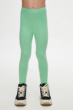 Pastel Yeşil Basic Kız Çocuk Yazlık Tayt