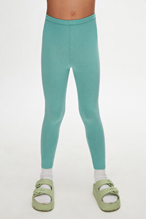 Çağla Yeşil Basic Kız Çocuk Yazlık Tayt