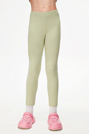 Açık Çağla Yeşil Basic Kız Çocuk Kışlık Tayt