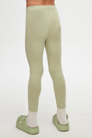 Açık Çağla Yeşil Basic Kız Çocuk Yazlık Tayt