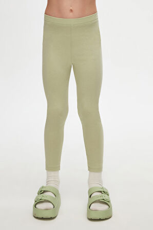 Açık Çağla Yeşil Basic Kız Çocuk Yazlık Tayt