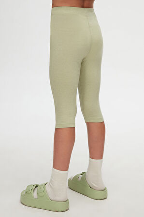 Açık Çağla Yeşil Basic Kız Çocuk Diz Altı Tayt Kapri