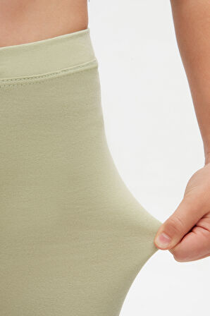 Açık Çağla Yeşil Basic Kız Çocuk Diz Altı Tayt Kapri