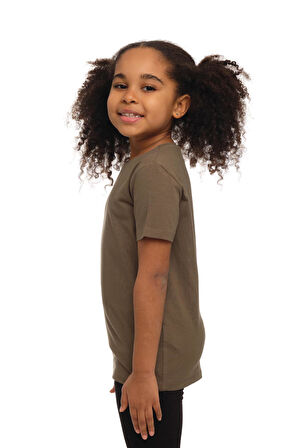 Kamuflaj Yeşil Basic Unisex Çocuk Sıfır Yaka Kısa Kollu Tişört