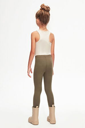 Kamuflaj Yeşil Basic Kız Çocuk Yazlık Tayt