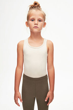 Kamuflaj Yeşil Basic Kız Çocuk Yazlık Tayt