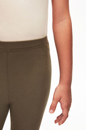 Kamuflaj Yeşil Basic Kız Çocuk Yazlık Tayt