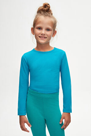 Petrol Basic Kız Çocuk Diz Altı Tayt Kapri