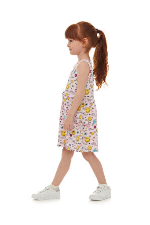 Friendly Smile Kız Çocuk Desenli Kolsuz Elbise