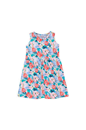 Watercolor Meadow Kız Çocuk Desenli Kolsuz Elbise