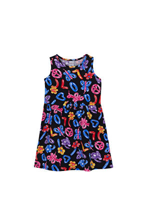 Jelly Balloon Kız Çocuk Desenli Kolsuz Elbise