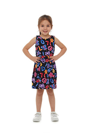 Jelly Balloon Kız Çocuk Desenli Kolsuz Elbise