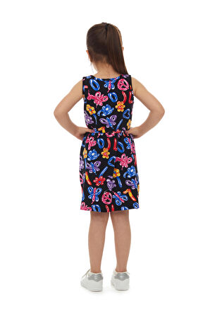Jelly Balloon Kız Çocuk Desenli Kolsuz Elbise