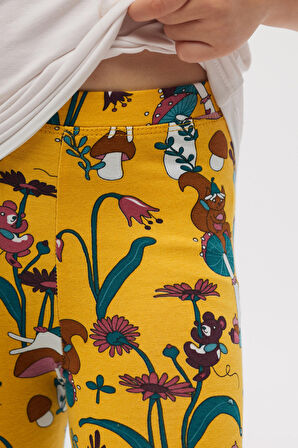 Cheerful Mushroms Kız Çocuk Yazlık Desenli Tayt