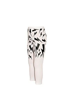 Ekru Şimşek Baskılı Kız Çocuk Mevsimlik Tayt