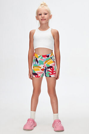 Cutouts Foliage Kız Çocuk Cepli Desenli Şort