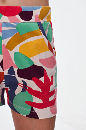Cutouts Foliage Kız Çocuk Cepli Desenli Şort