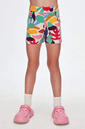 Cutouts Foliage Kız Çocuk Cepli Desenli Şort