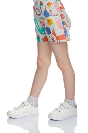 Roaring Animals Kız Çocuk Desenli Cepli Şort