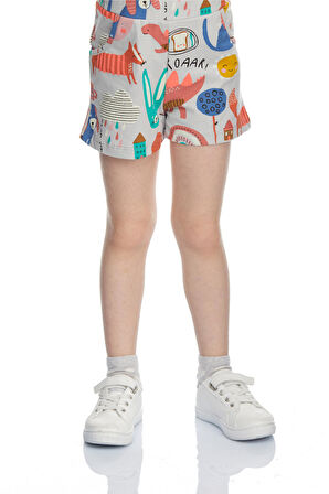 Roaring Animals Kız Çocuk Desenli Cepli Şort