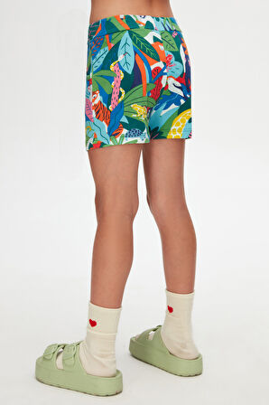 Tropical Zoo Kız Çocuk Desenli Cepli Şort