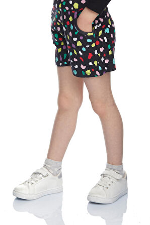 Cutouts Shape Kız Çocuk Desenli Cepli Şort