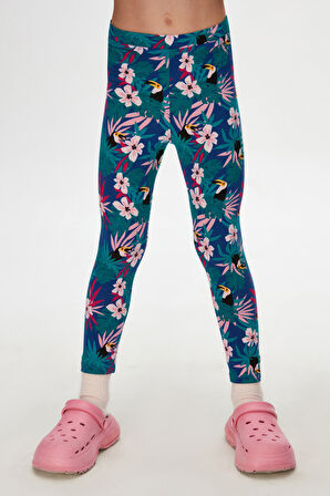 Tropical Parrot Kız Çocuk Desenli Yazlık Tayt